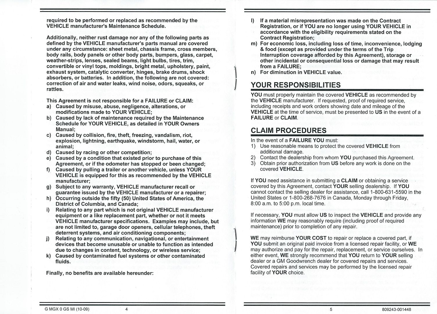 • Buying Major Guard Warranty from another dealer